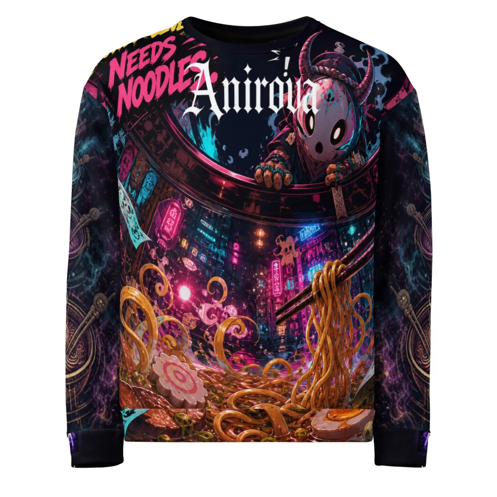 Anirova Sidequest Ramen — Recycled All-Over Sweatshirt