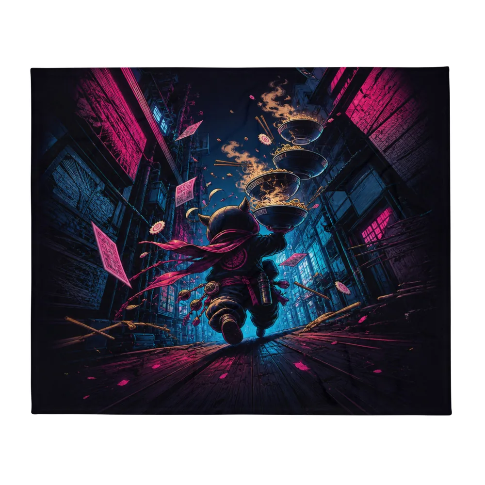 Anirova Sidequest Ramen — Throw Blanket — Ansicht 3