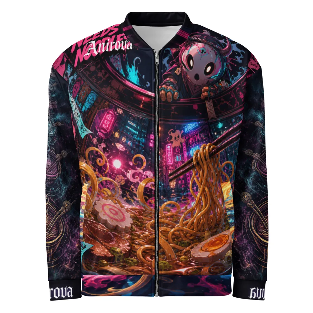 Anirova Sidequest Ramen — All-Over Bomber Jacket