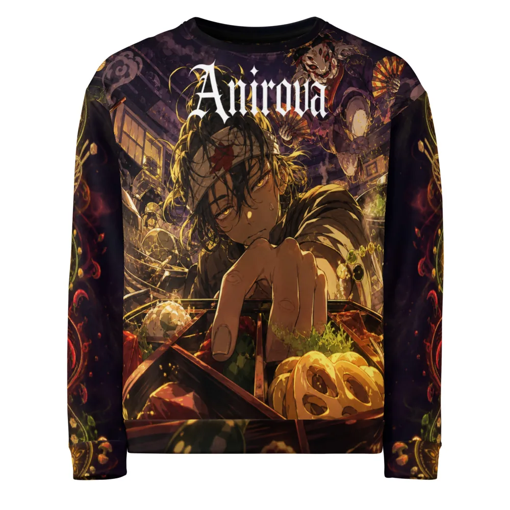 Anirova Midnight Bento Boss — Recycled All-Over Sweatshirt