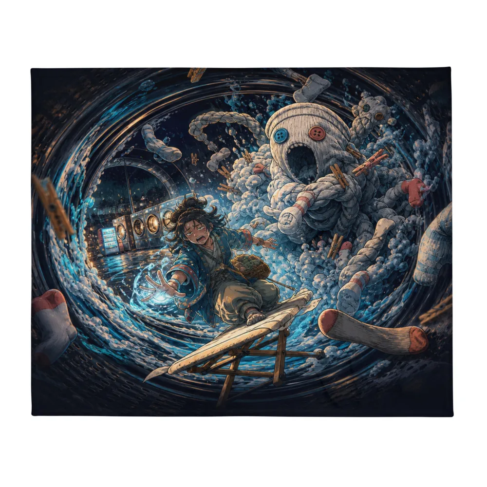 Anirova Laundry Kaiju Cycle — Throw Blanket — Ansicht 3